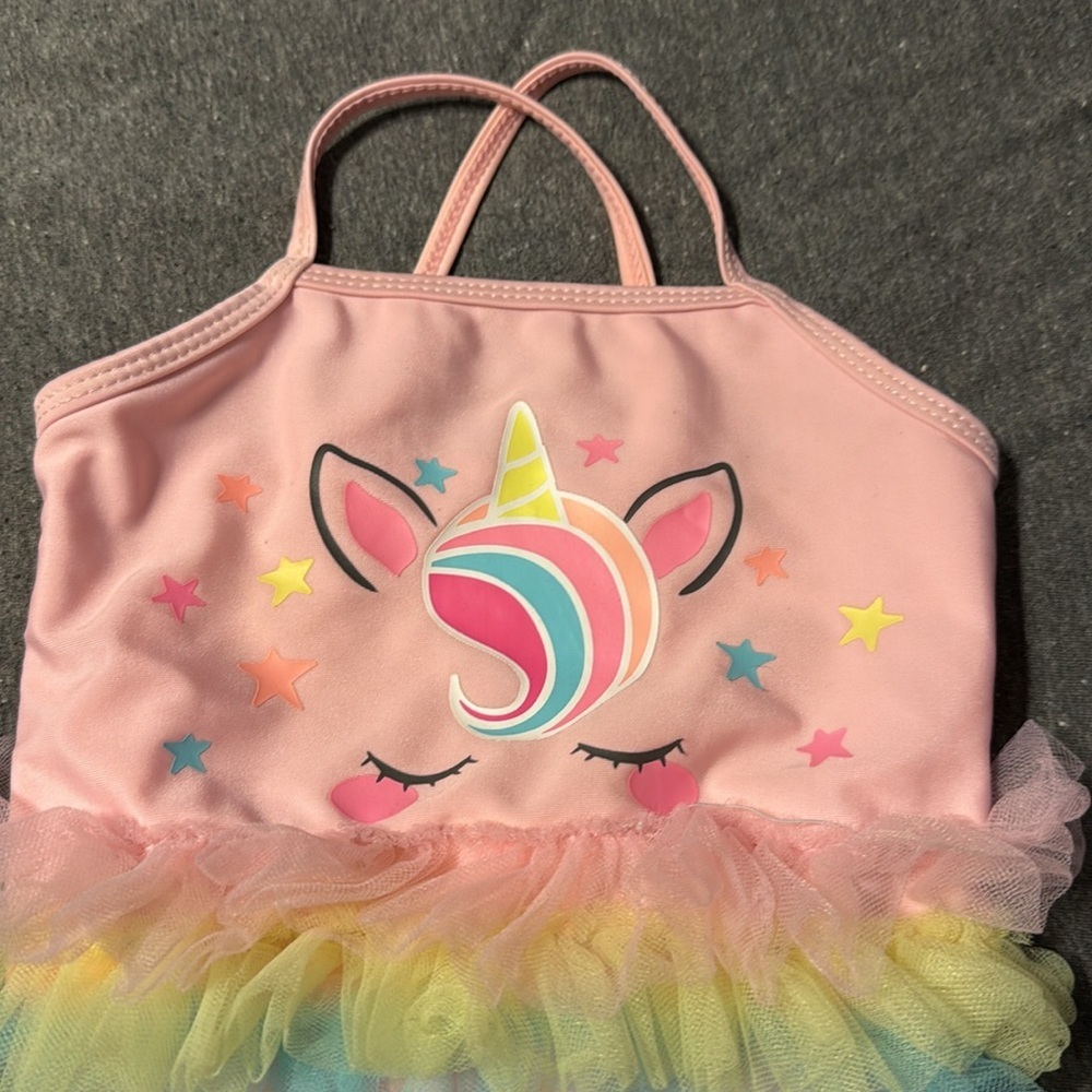 Wonder Nation Pink Unicorn Tutu Swimsuit - Picture 2 of 5
